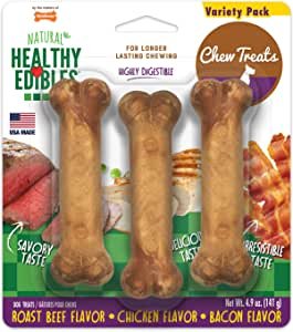 Pet Supplies : Pet Snack Treats : Nylabone Healthy Edibles All-Natural Long Lasting Chew Treats Variety Pack 3 count Variety Pack, Roast Beef &amp; Chicken &amp; Bacon Small/Regular : Amazon.com