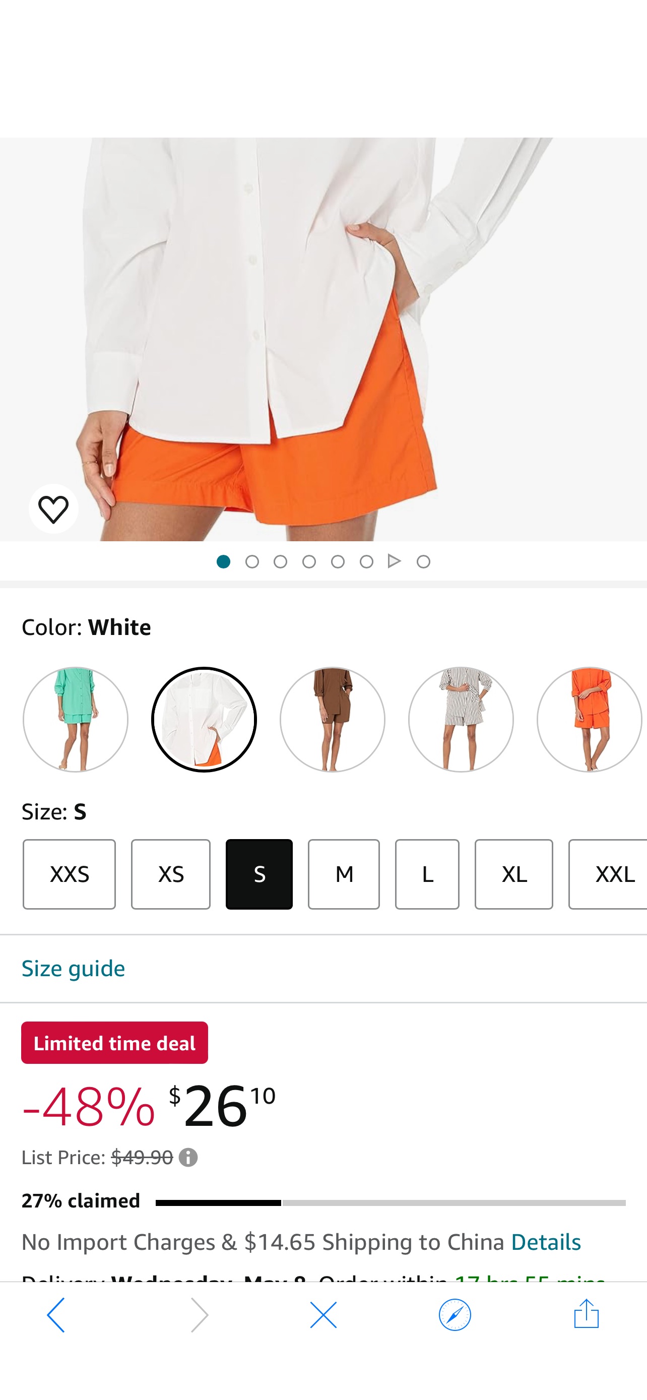 衬衫The Drop Women's Kendra Loose Fit Long Shirt, White, S : Clothing, Shoes & Jewelry