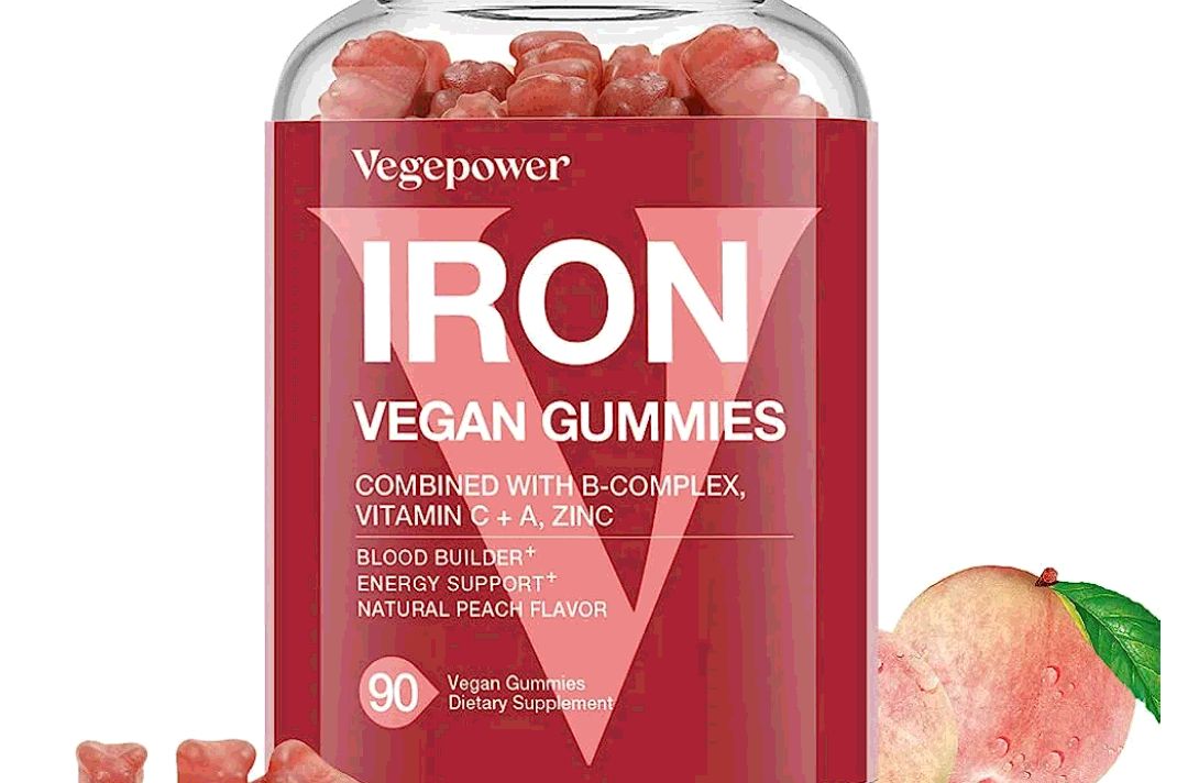 Vegan Iron Gummies Supplement - 补铁软糖 90粒with Vitamin C, A, B-Complex, Folate, Zinc for Adults & Kids