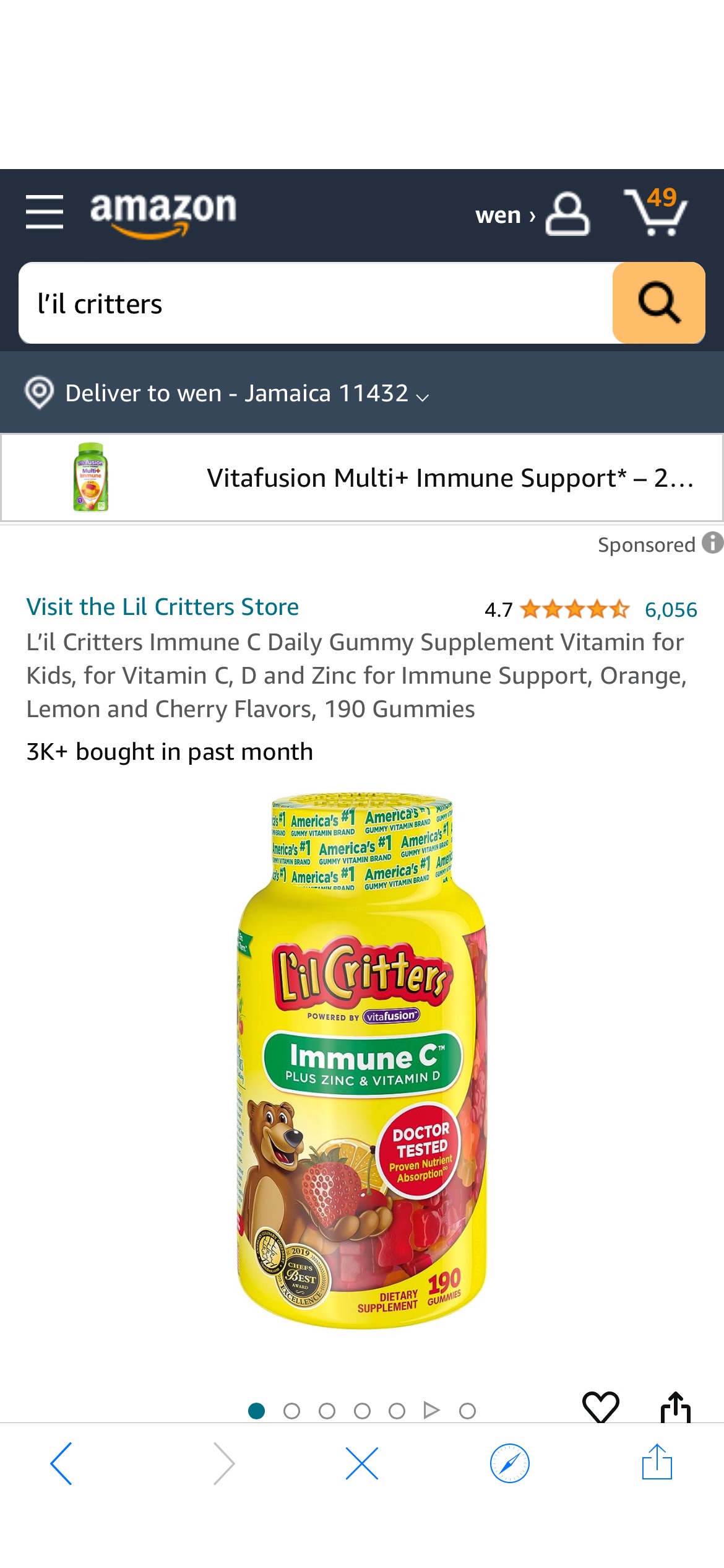 Amazon.com: L’il Critters Immune C Daily Gummy Supplement Vitamin for Kids, for Vitamin C, D and Zinc for Immune Support, Orange, Lemon and Cherry Flavors, 190 Gummies : Health & Household
