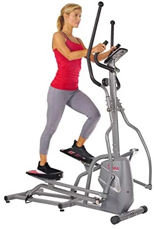 降价 Sunny Health & Fitness Magnetic Elliptical Trainer Machine w/ Tablet Holder, 椭圆机 LCD Monitor, 220 LB Max Weight and Pulse Monitor - SF-E3810,Gray