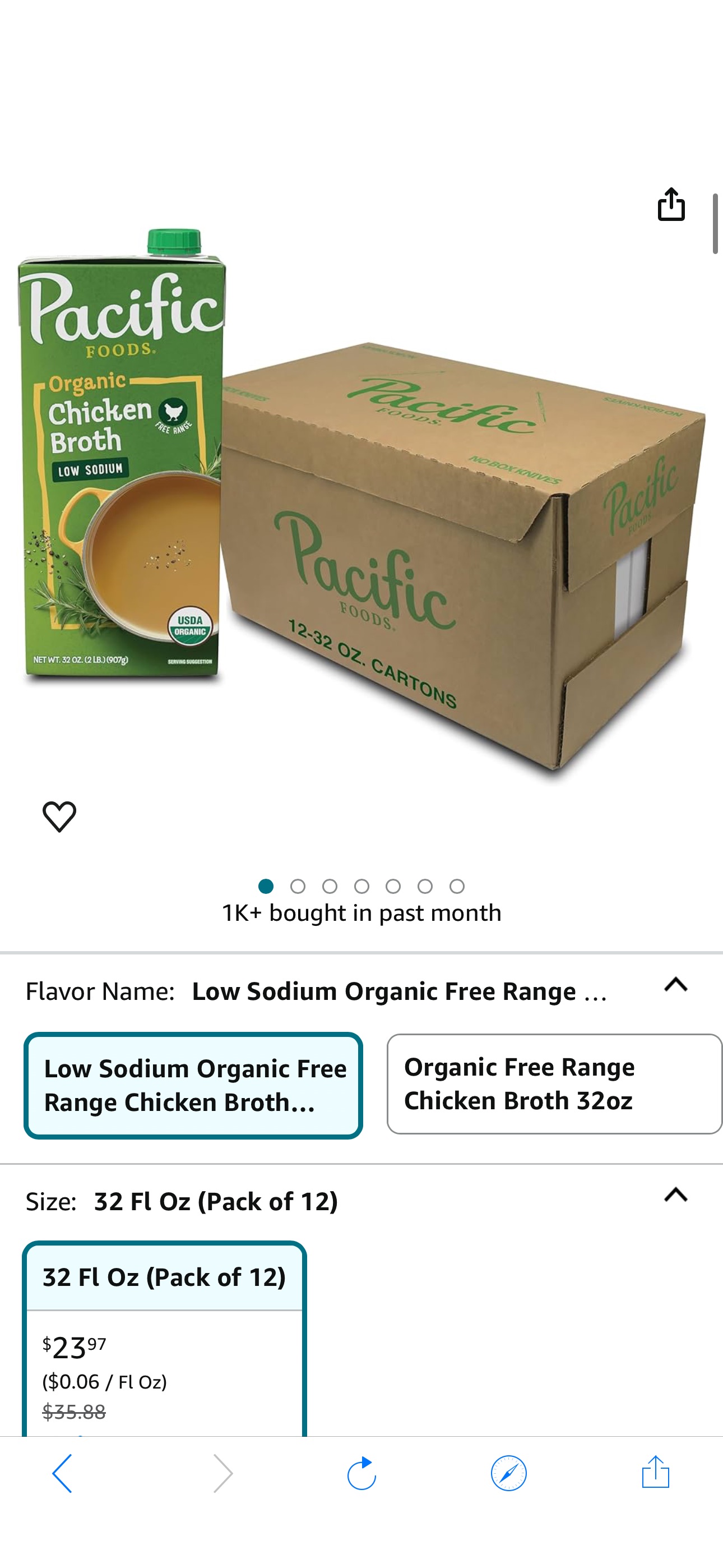 Amazon.com : Pacific Foods Low Sodium Organic Free Range Chicken Broth, 32 oz Carton (Case of 12) : Packaged Chicken Bouillons : Grocery & Gourmet Food