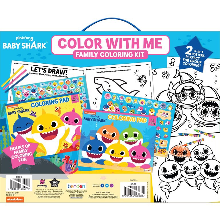 Baby Shark Color With Me Family Coloring Kit with Coloring Books and Supplies - Walmart.com小鲨鱼涂色本套装