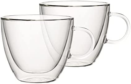 Amazon.com | Villeroy & Boch Artesano热饮杯：大号2件套，3.75英寸，水晶玻璃，透明：咖啡杯和马克杯