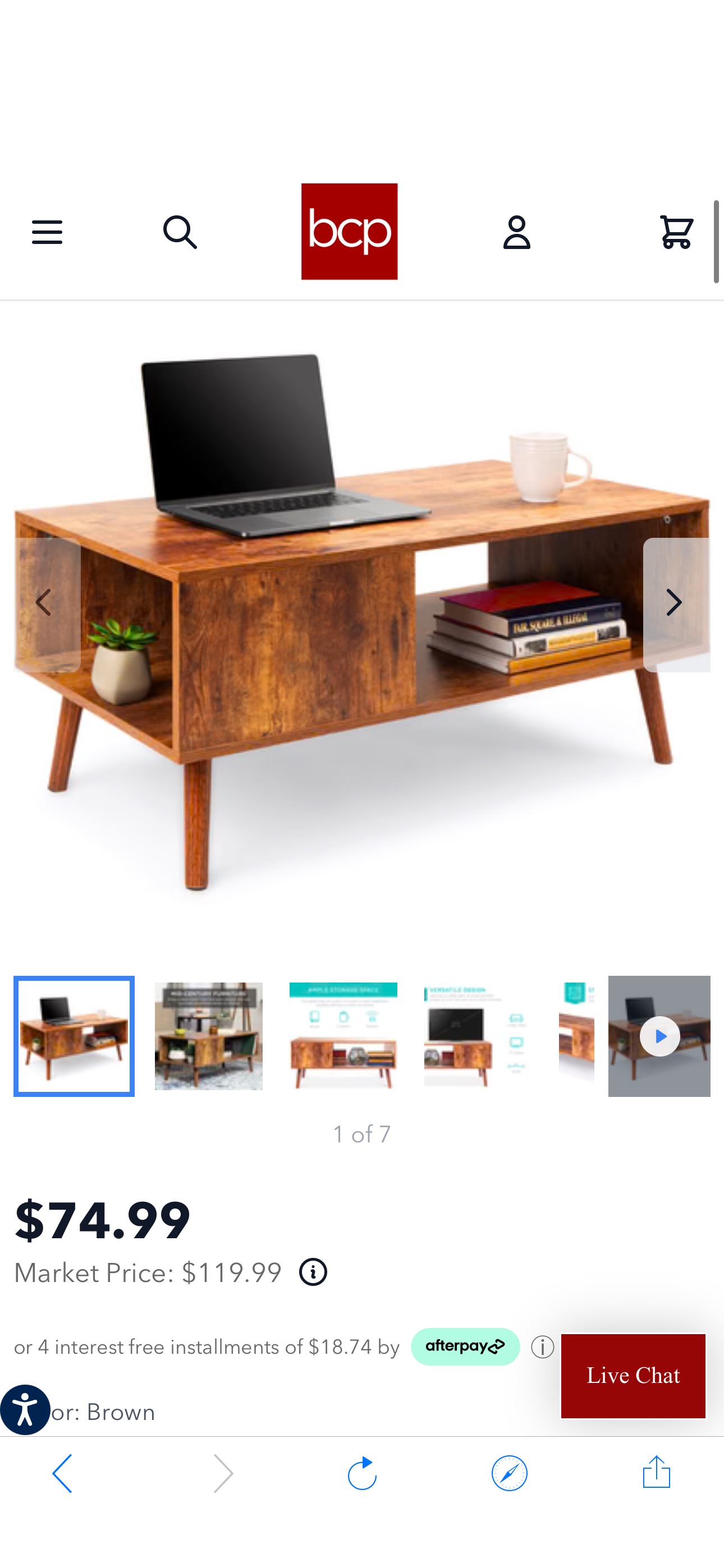 Wooden Mid-Century Modern Coffee Accent Table w/ Open Storage Shelf – Best Choice Products 折扣码 BCPCOFFEE