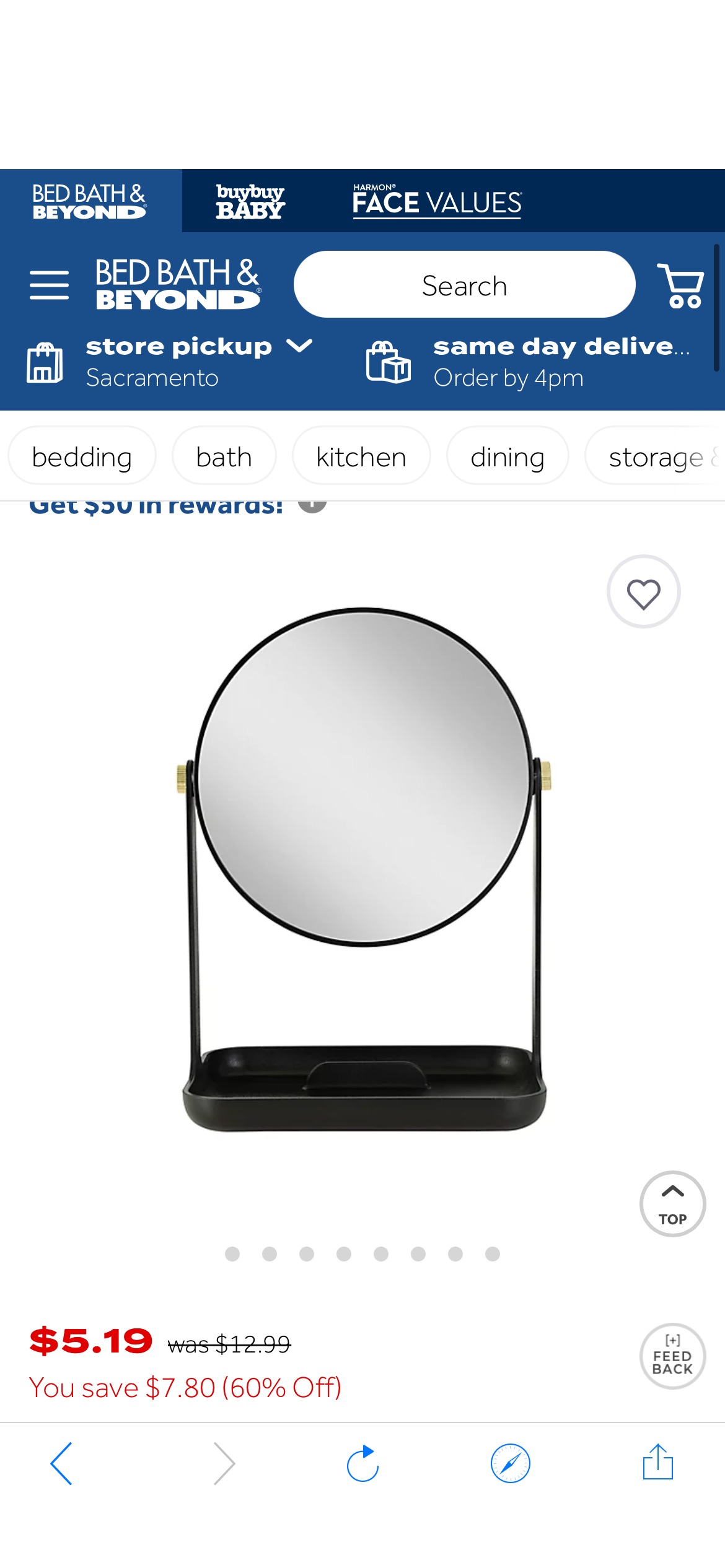 Zadro® Bondi Dual-Sided Vanity Mirror with Accessory Tray and Phone Holder | 化妆镜