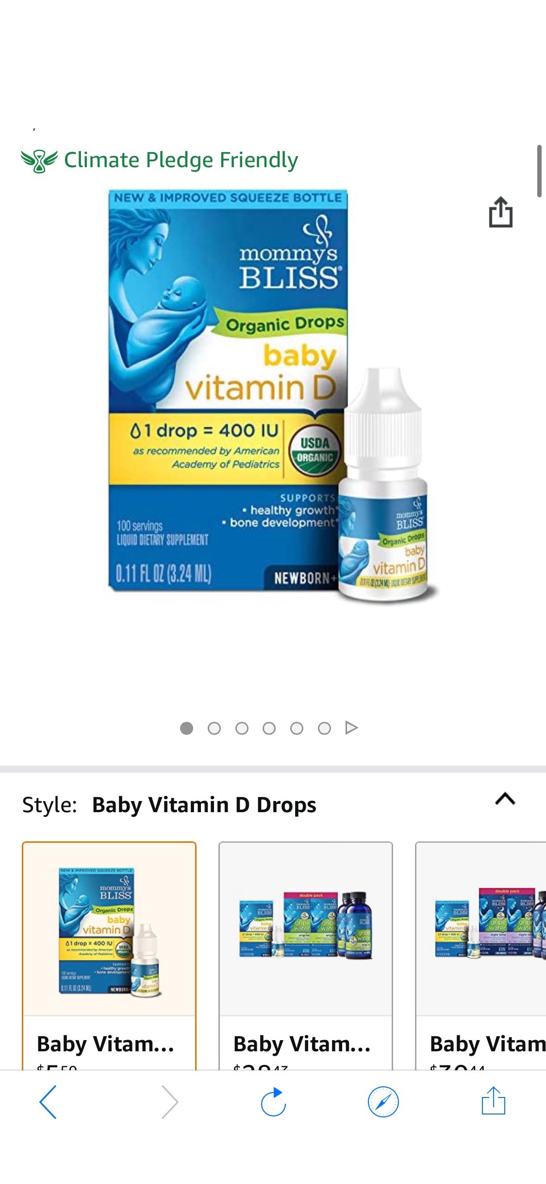 婴儿维生素D Amazon.com: Mommy's Bliss Organic Drops No Artificial Color, Vitamin D, 0.11 Fl Oz : Health & Household