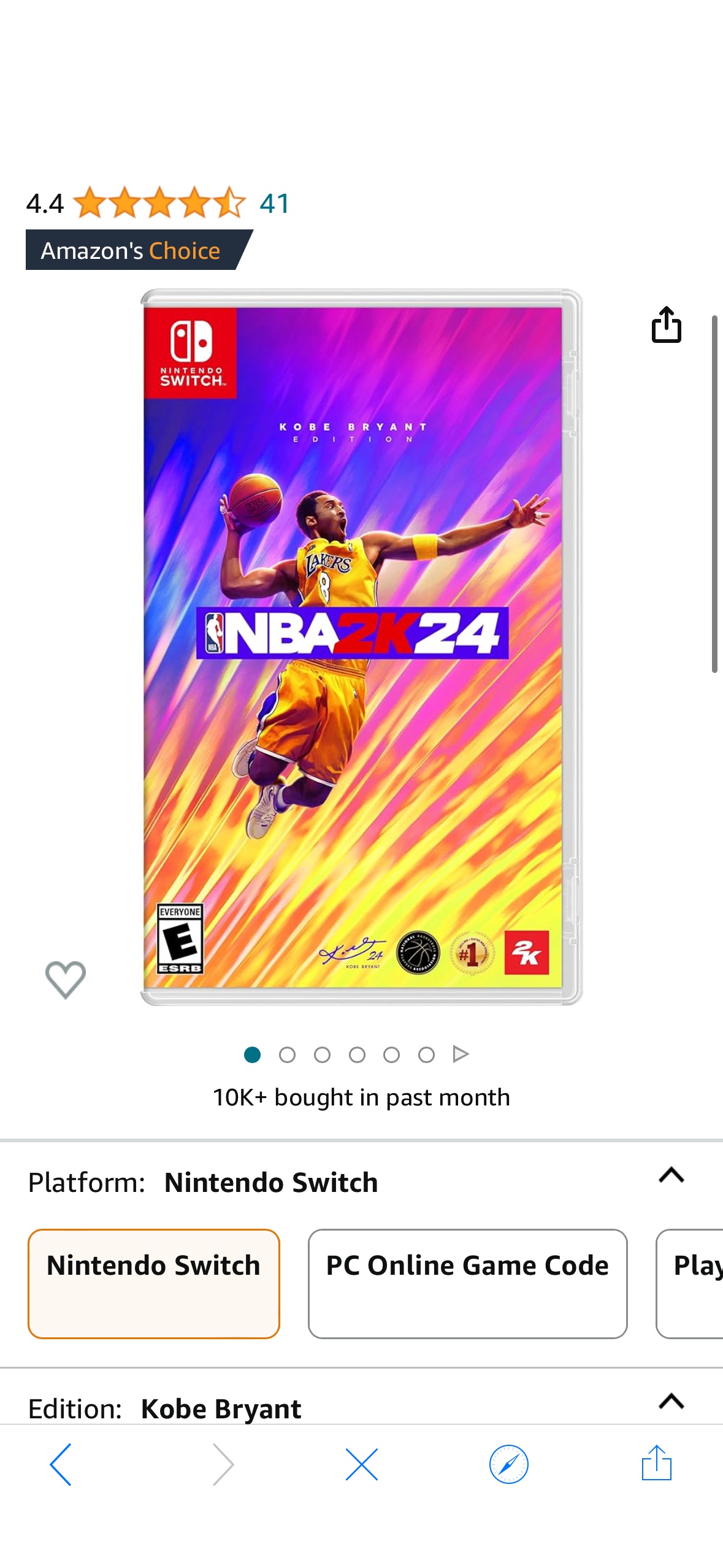 Amazon.com: NBA 2K24 Kobe Bryant Edition - Nintendo Switch : Everything Else