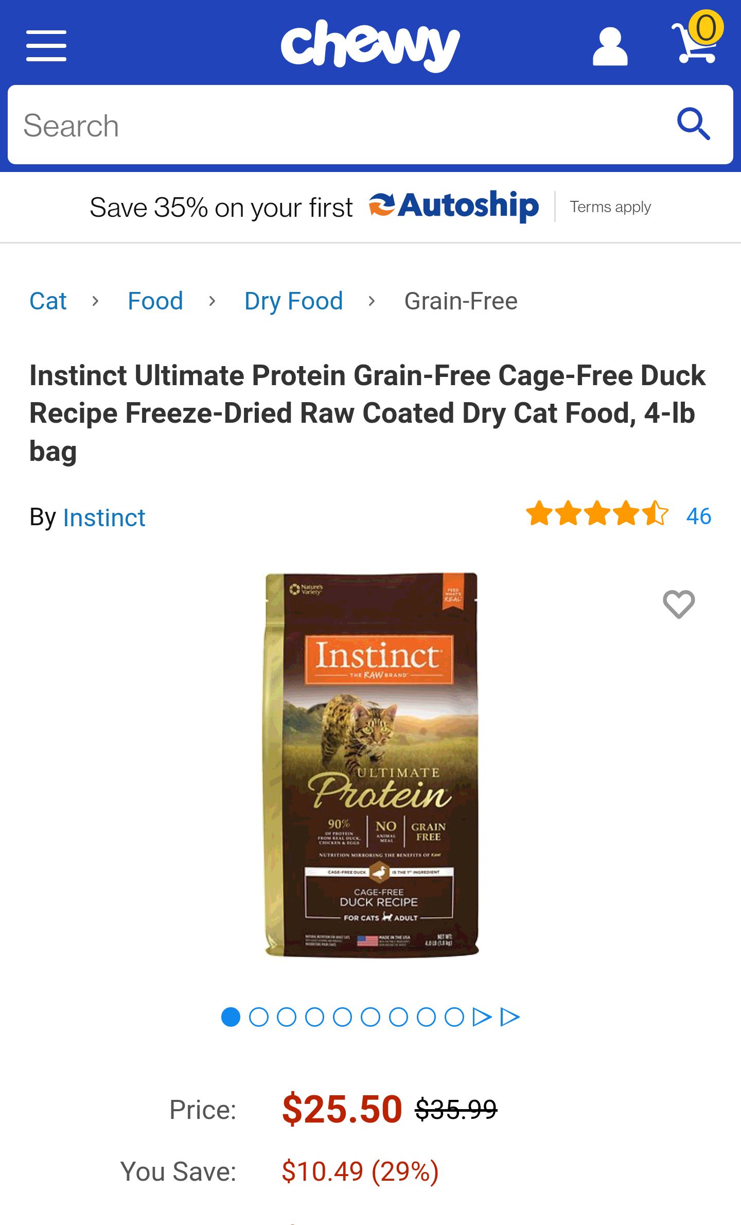 INSTINCT Ultimate Protein Grain-Free Cage-Free Duck Recipe Freeze-Dried Raw Coated Dry Cat Food, 4-lb bag - Chewy.com 猫粮