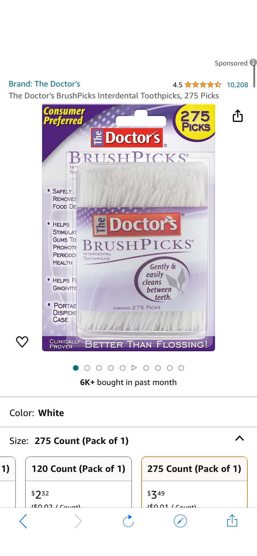 Amazon.com : The Doctor's BrushPicks Interdental Toothpicks, 275 Picks : Health & Household