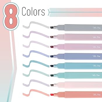 Amazon.com : Mr. Pen- Aesthetic Cute Highlighters, 8 pcs, Chisel Tip, Earthy Colors, Assorted Colors,No Bleed Bible Pastel Highlighter Set : Office Products