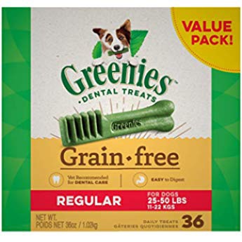 Amazon.com : GREENIES Original Regular Natural Dog Dental Care Chews Oral Health Dog Treats, 36 oz. Pack (36 Treats) : Pet Snack Treats : Pet Supplies
Greenies狗狗洁牙棒两袋装36只仅售18.89！