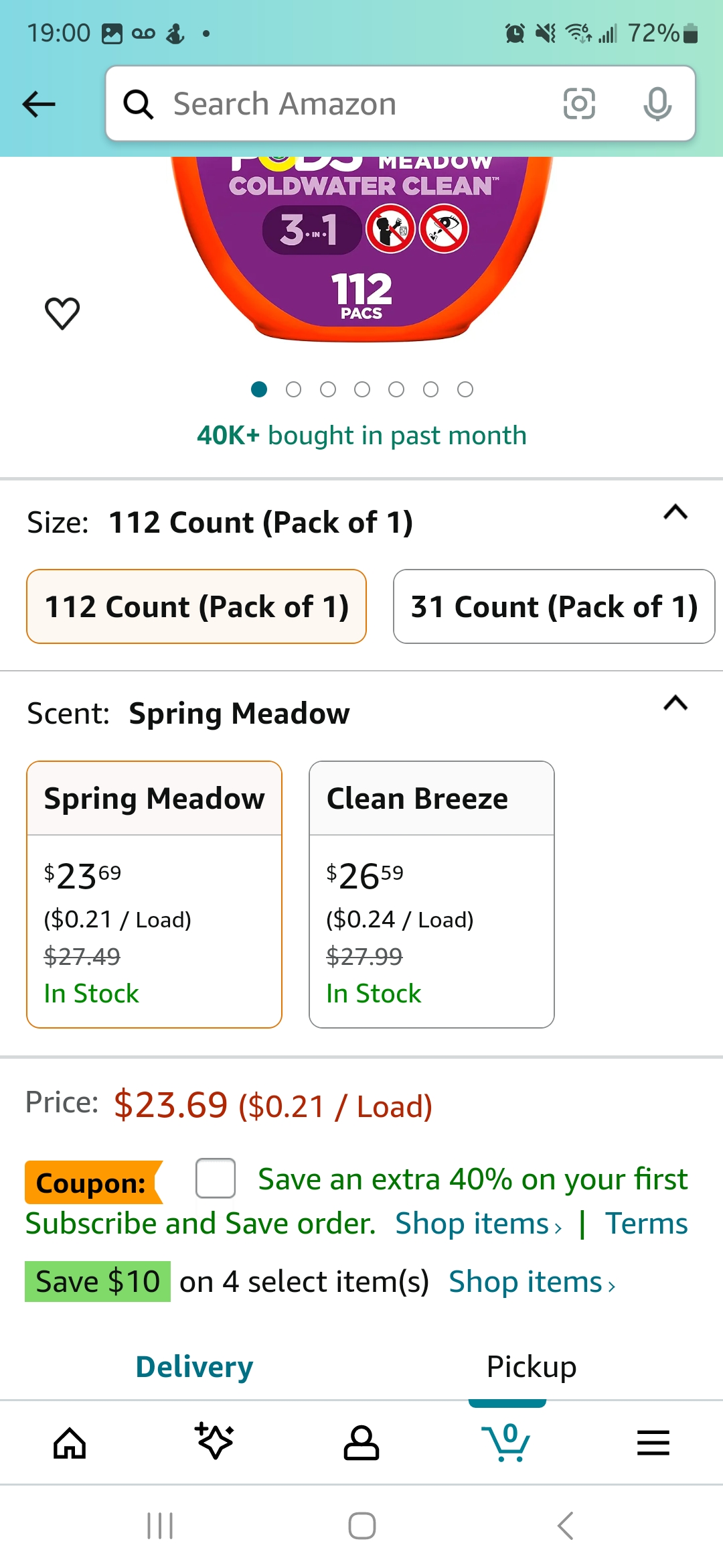 Tide PODS Laundry Detergent Soap Pods, Spring Meadow Scent, 112 count : 汰渍洗衣球112颗好价