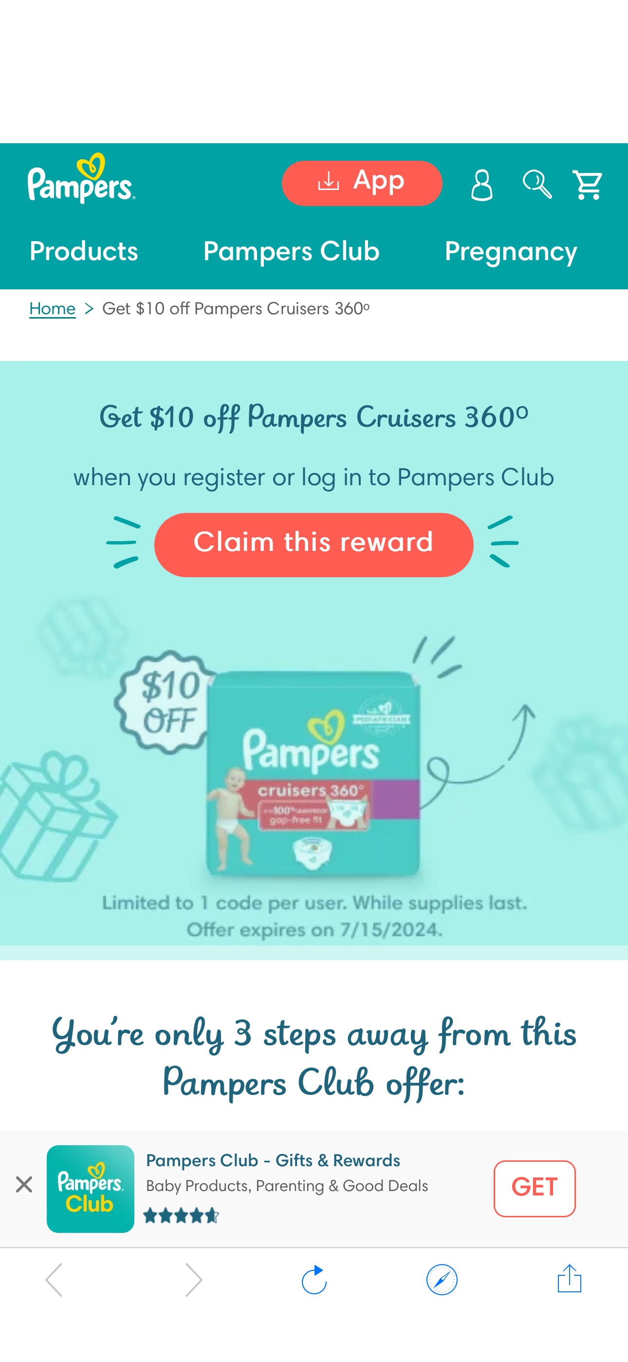 Trial Coupon The Pampers link didn’t work for a lot of you yesterday! Try this instead! Use private browser if still not working
