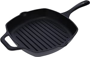 Amazon.com: Victoria Cast Iron Grill Pan. Square Grill Pan, Seasoned with 100% Kosher Certified Non-GMO Flaxseed Oil, Black : Everything Else