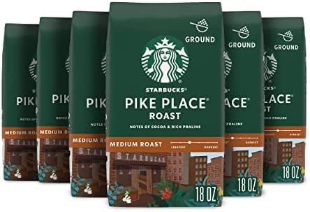 Amazon.com : Starbucks Whole Bean Coffee—Medium Roast Coffee—Pike Place Roast—100% Arabica—6 bags (12 oz each) : Everything Else