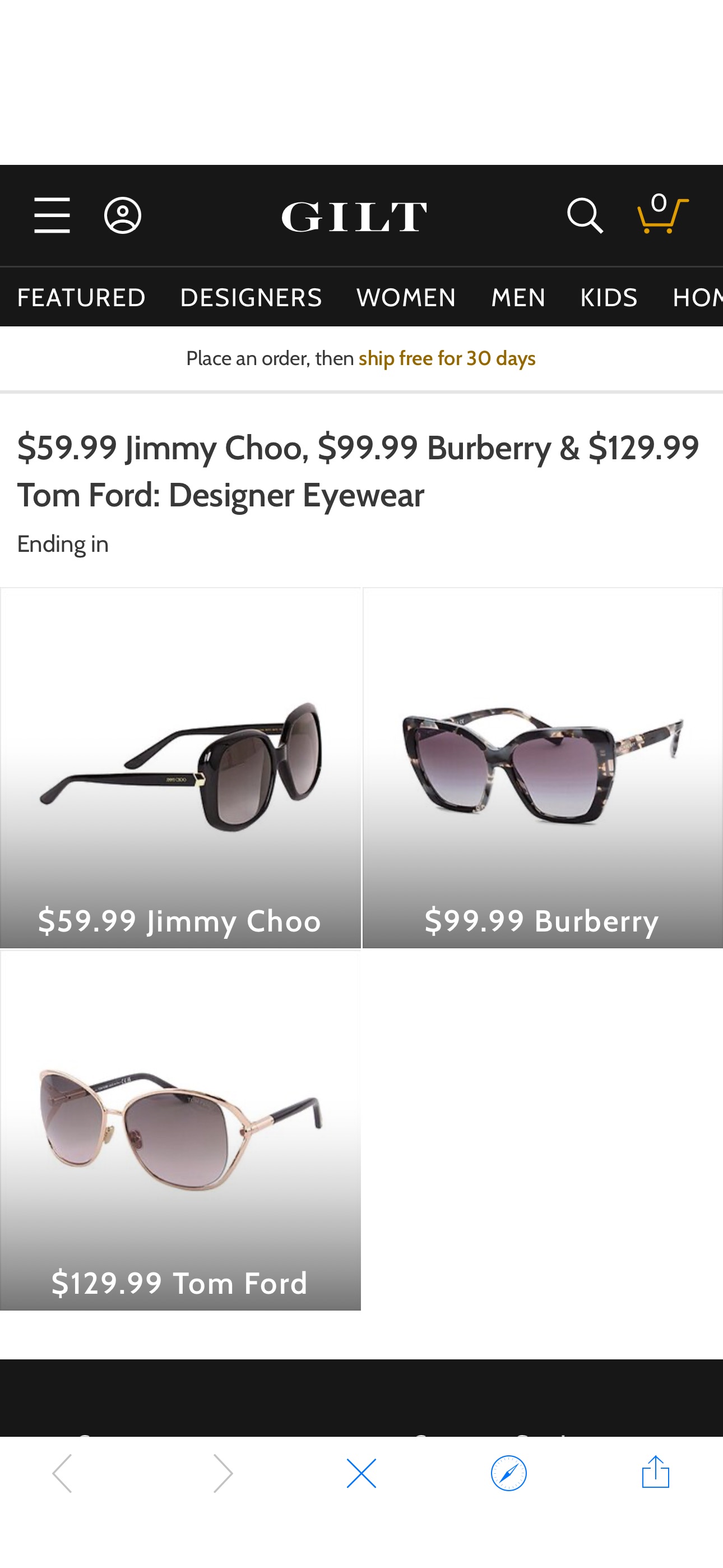 $59.99 Jimmy Choo, $99.99 Burberry & $129.99 Tom Ford: Designer Eyewear / Gilt