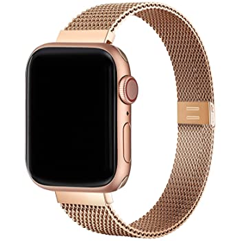 Amazon.com: ZXCASD Slim Watch Band Compatible with Apple Watch Band 38mm 40mm 42mm 44mm for Women Girls, Stainless Steel Mesh Strap Replacement (Rose Gold, 38mm 40mm) 表带