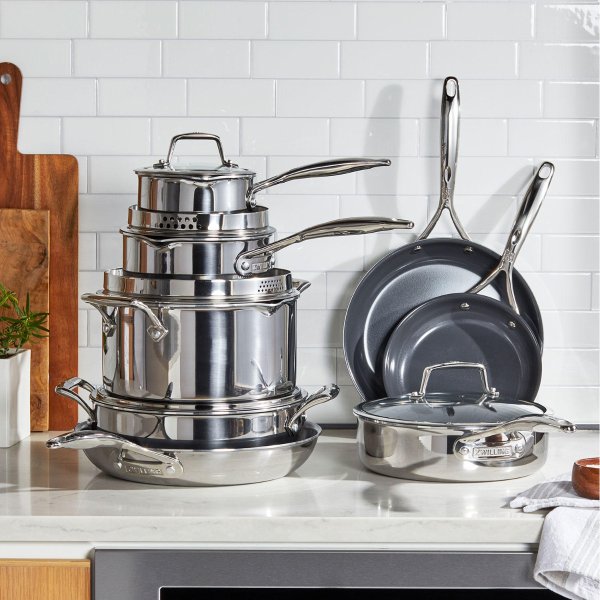 Zwilling Energy Plus 13-Piece Stainless Steel Ceramic Nonstick Cookware Set