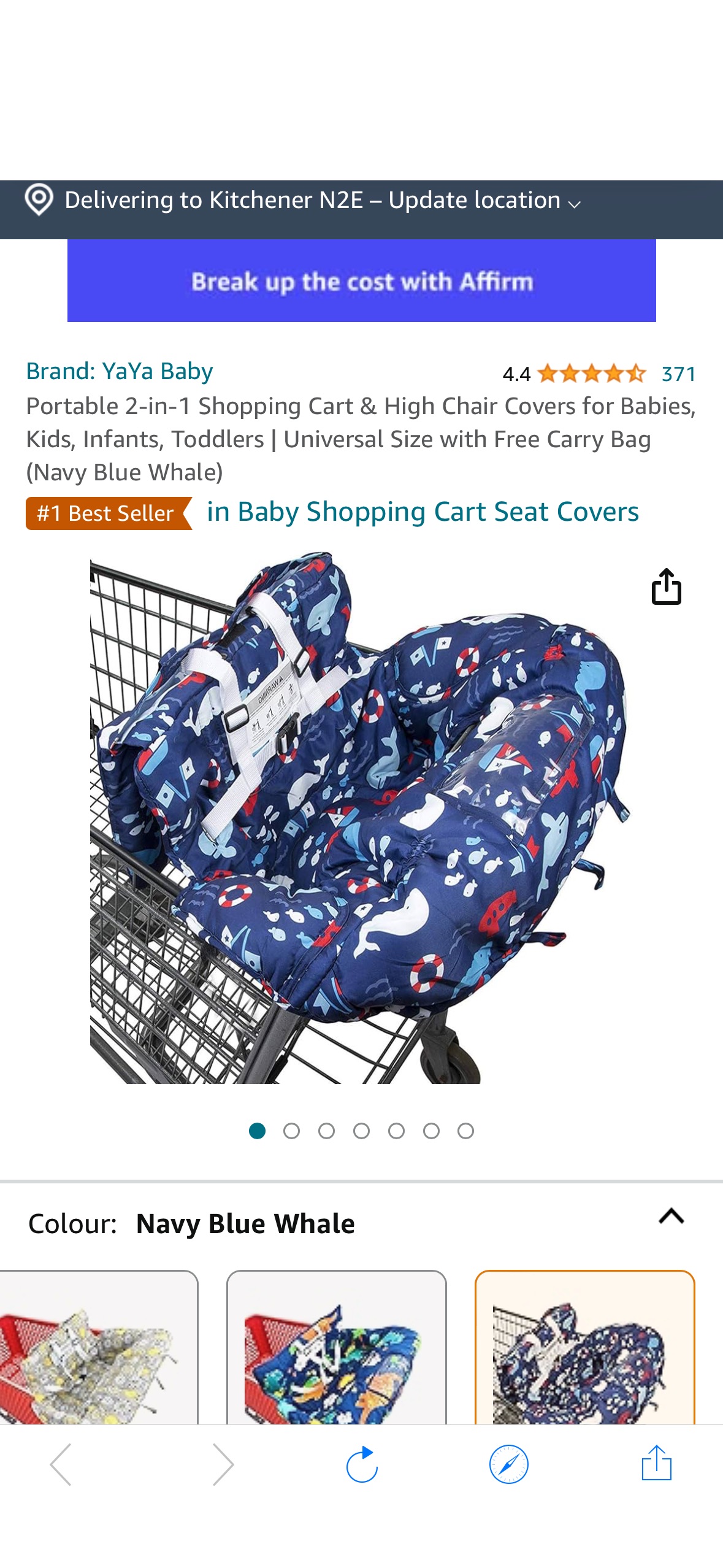 幼童家庭逛超市必备Portable 2-in-1 Shopping Cart & High Chair Covers for Babies, Kids, Infants, Toddlers | Universal Size with Free Carry Bag (Navy Blue Whale) : Amazon.ca: Baby