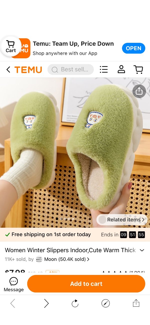 Women Winter Slippers Indoor,cute Warm Thick Soled Cartoon Embroidery Bedroom Slippers |货号：BM00648 | Temu