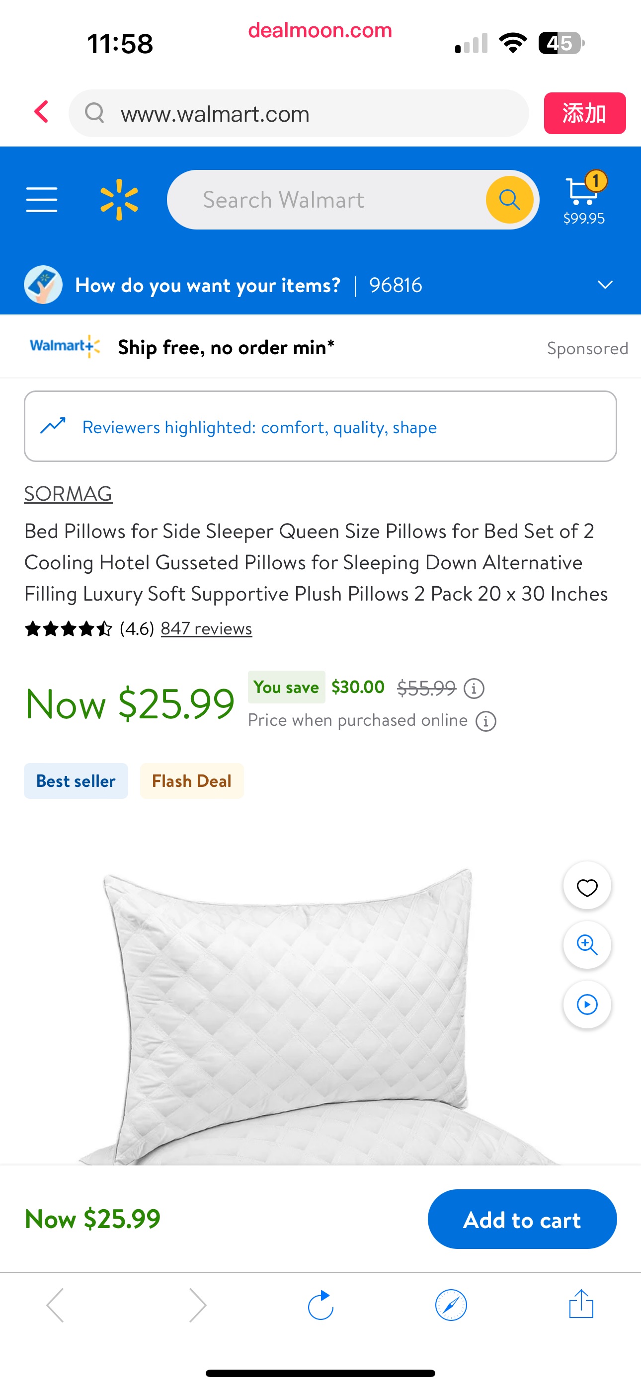 Bed Pillows for Side Sleeper Queen Size Pillows for Bed Set of 2 Cooling Hotel Gusseted Pillows for Sleeping Down Alternative Filling Luxury Soft Supportive Plush Pillows 2 Pack 20 x 30 Inches - Walma