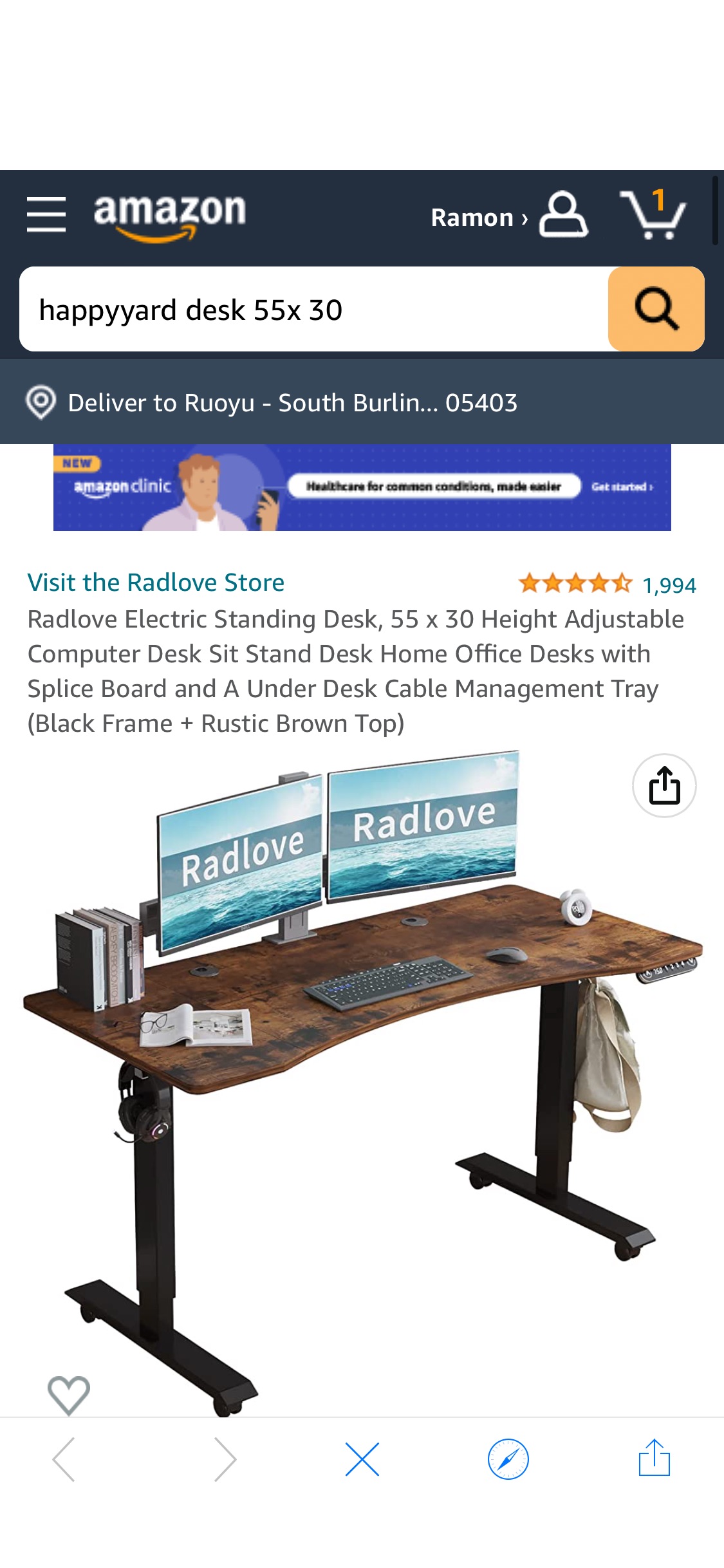 Amazon.com: Radlove Electric Standing Desk, 55 x 30 Height Adjustable Computer Desk Sit Stand Desk Home Office Desks