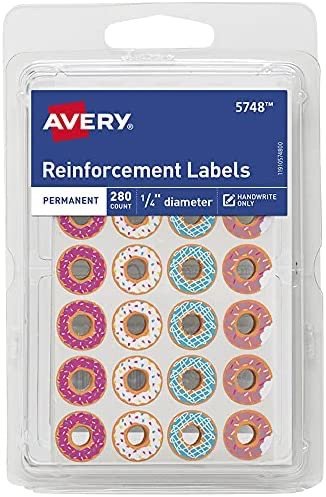 Avery Fashion Reinforcement Labels, Assorted Donut Designs
