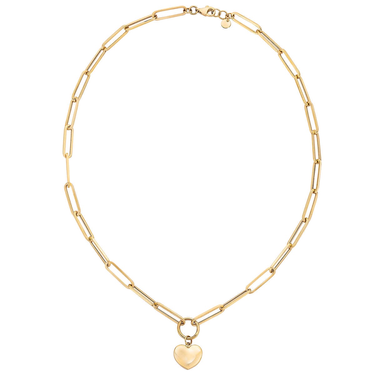 14kt Yellow Gold Paperclip Necklace with Heart Charm | Costco 心形项链减100