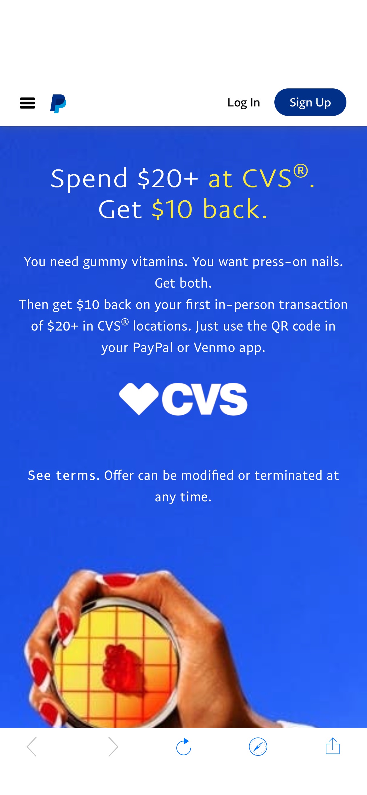 CVS Touch Free | Touch Free Payments | PayPal US 满20刀返现10刀