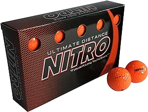 Amazon.com : Long Distance High-Durability Golf Balls (15PK) All Levels-Nitro Ultimate Distance Titanium Core High Velocity 
