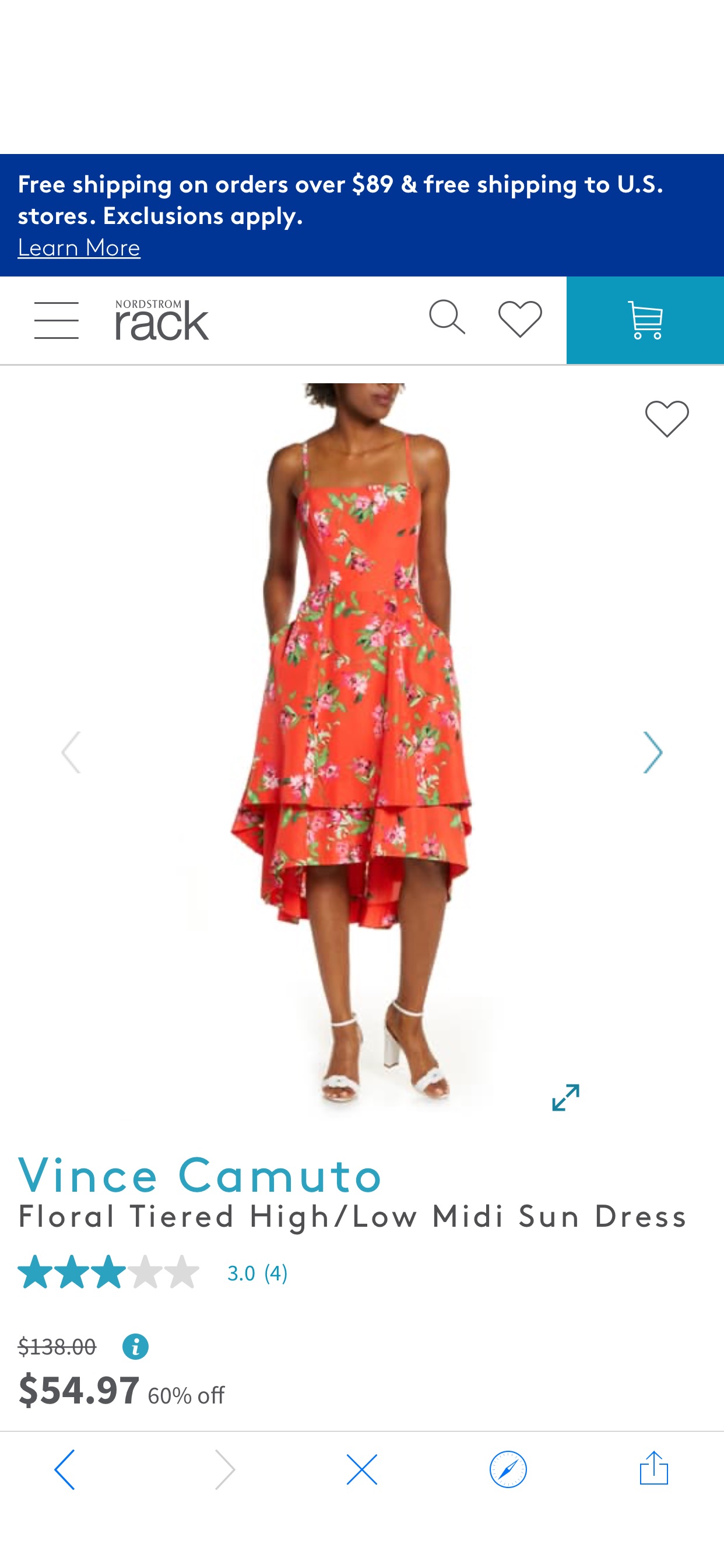 Vince Camuto | Floral Tiered High/Low Midi Sun Dress | Nordstrom Rack
连衣裙