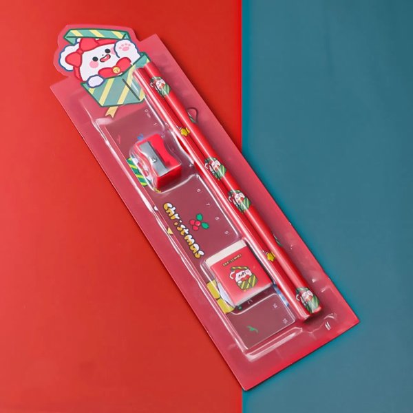 Set Of 5pcs,1 Pencil Sharpener + 1 Ruler + 1 Eraser + 2 Pencils 2.8-9.4 Inches - Office Products - Temu