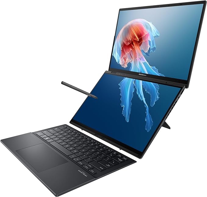 Amazon.com: ASUS Zenbook Duo Laptop, Dual 14” OLED 3K 120Hz Touch Display, Intel Evo Certified, Intel Core Ultra 9 185H CPU, Intel Arc Graphics, 32GB RAM, 1TB SSD, Windows 11, Inkwell Gray, UX8406MA-P