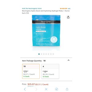 $25 Amazon.com: Neutrogena Hydro Boost and Hydrating Hydrogel Mask, 1 Ounce Each (10) : Beauty & Personal Care