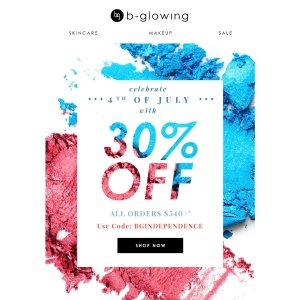 部分产品七折 满$50八折 b-glowing refa按摩仪等七折起