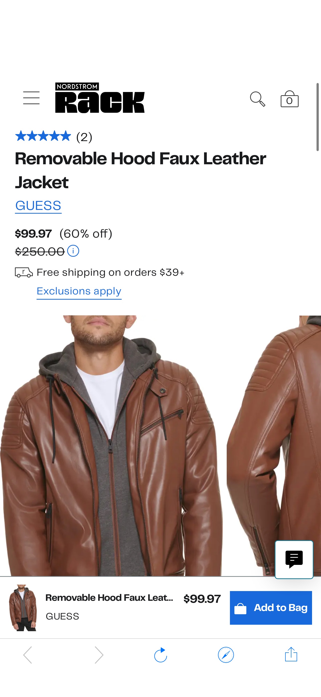 GUESS Removable Hood Faux Leather Jacket | Nordstromrack