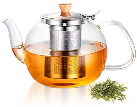 SUSTEAS 40 Ounces Glass Teapot with Removable Stainless Steel Infuser