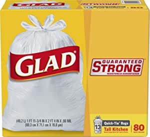 GLAD Tall Quick-Tie Trash Bags, 13 Gallon 80 Count