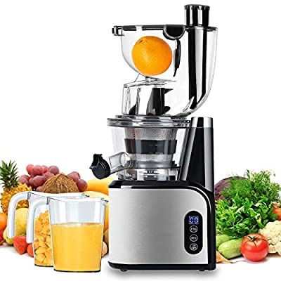 Amazon.com: Aobosi慢咀嚼榨汁机83mm（3.15英寸）宽槽榨汁机冷压榨汁机，配有静音电机/反向功能/果汁罐和清洁刷，用于高营养水果和蔬菜汁：厨房和餐厅