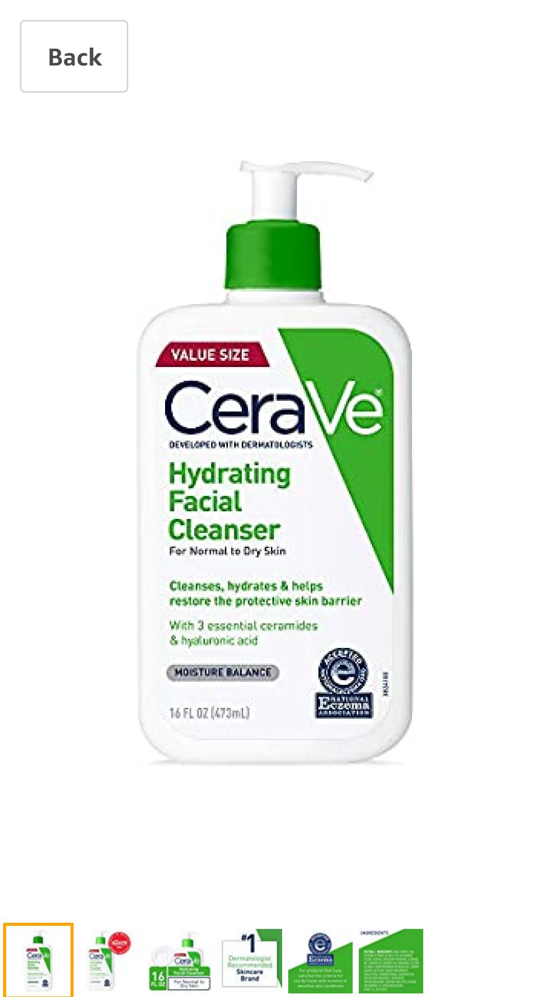 Amazon.com: CeraVe Hydrating Face Wash | 16 Ounce | Daily Facial Cleanser for Dry Skin | Fragrance-Free: Beauty洗面奶