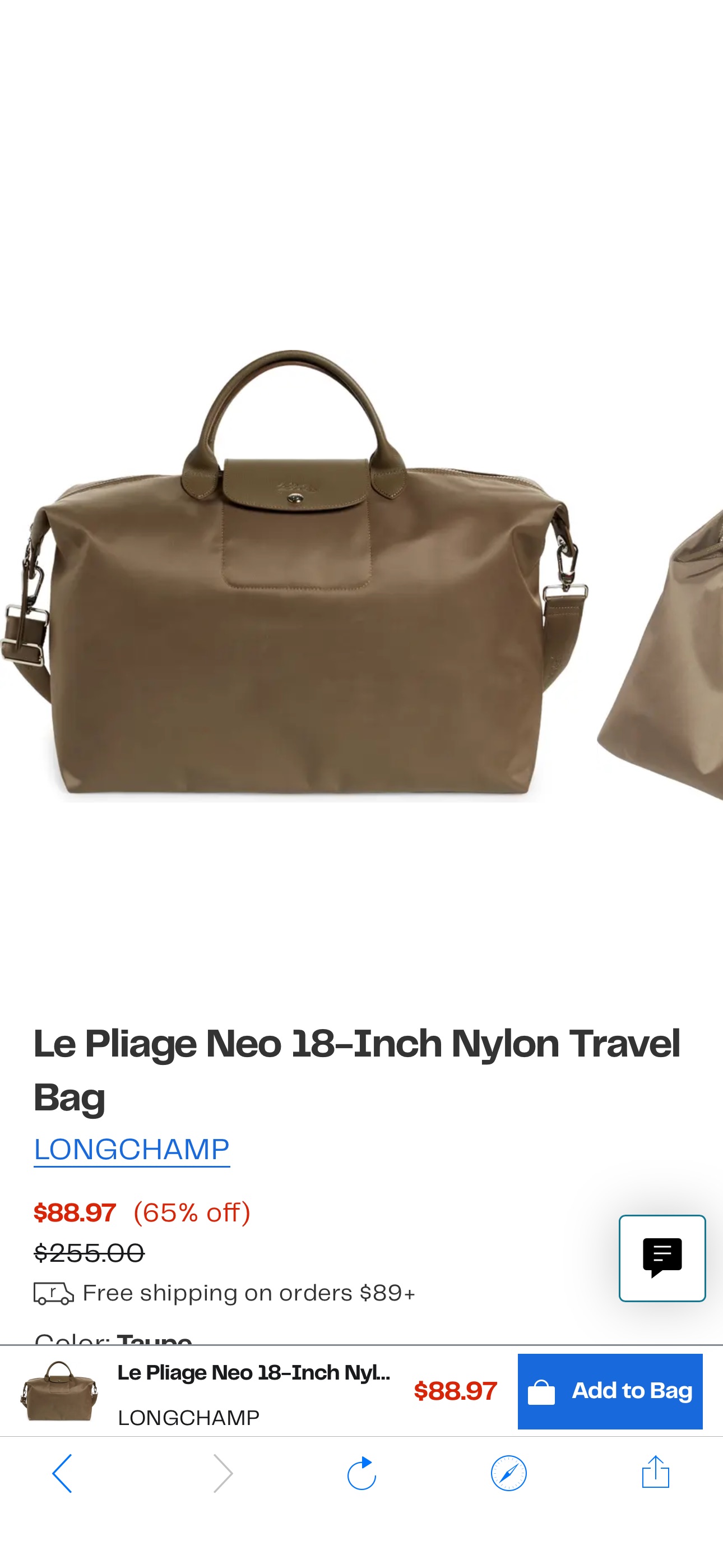 Longchamp宽肩带旅行袋Le Pliage Neo 18-Inch Nylon Travel Bag | Nordstromrack
