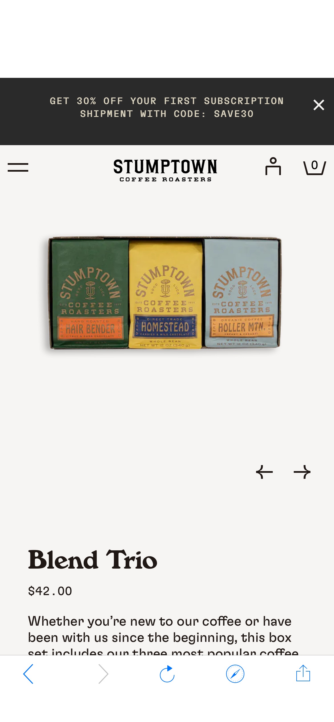 Stumptown咖啡豆节日礼盒 含三包12oz网红咖啡豆