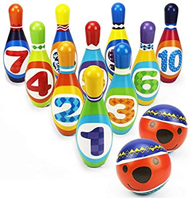 保龄球iPlay, iLearn Kids Bowling Play Set, Foam Ball Toy Gifts, Educational, Early Development, Sport, Indoor Toys, 10 Pins and 2 Balls for Ages 2, 3, 4, 5 Years Old, Children, Toddlers