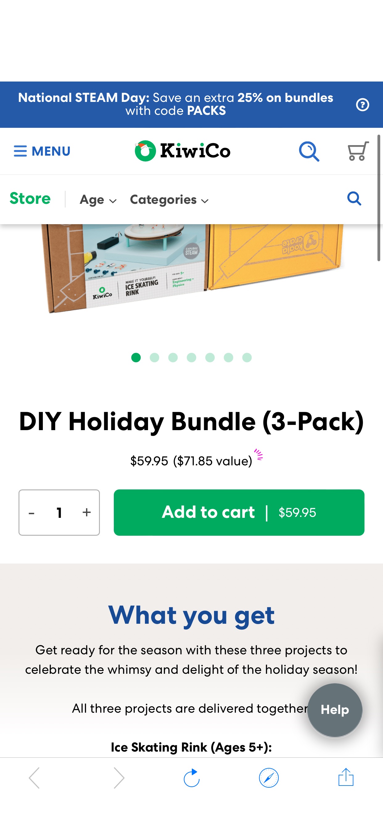 DIY Holiday Bundle (3-Pack) | KiwiCo
仅限今日！【折后$44.96】Kiwico DIY 假日手工盒子 3套

折扣码：PACKS