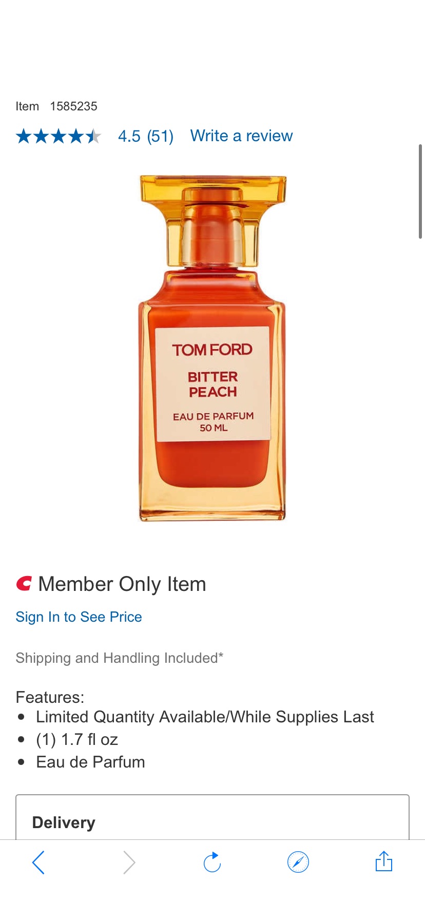 Tom Ford Bitter Peach Eau de Parfum, 1.7oz
TF香水50ml装