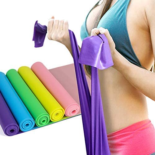 BSTPOWER 5 FT Resistance Bands Set, Professional Latex Elastic Exercise Bands All Workout-Set of 5 : Sports & Outdoors助力带