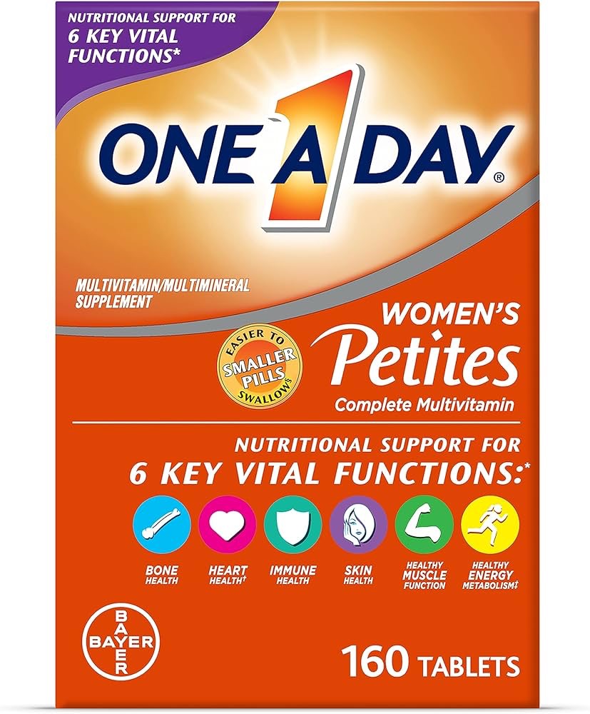 Amazon.com: One A Day Women’s Petites Multivitamin,Supplement with Vitamin A, C, D, E and Zinc for Immune Health Support, B Vitamins, Biotin, Folate (as folic acid) & more,Tablet, 160 count : Health &
