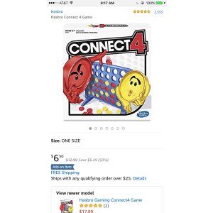 $6.5 Amazon.com: Hasbro Connect 4 Game: Toys & Games Hasbro 桌游过4关 特价$6.5