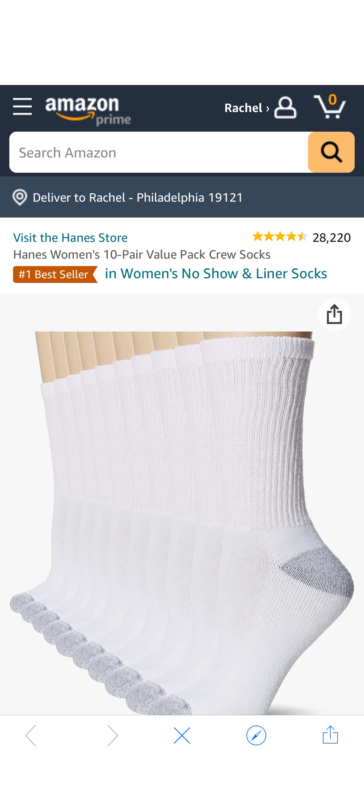 Hanes womens 10-pair Value Pack Crew fashion liner socks, White, 9-May US at Amazon Women’s Clothing store